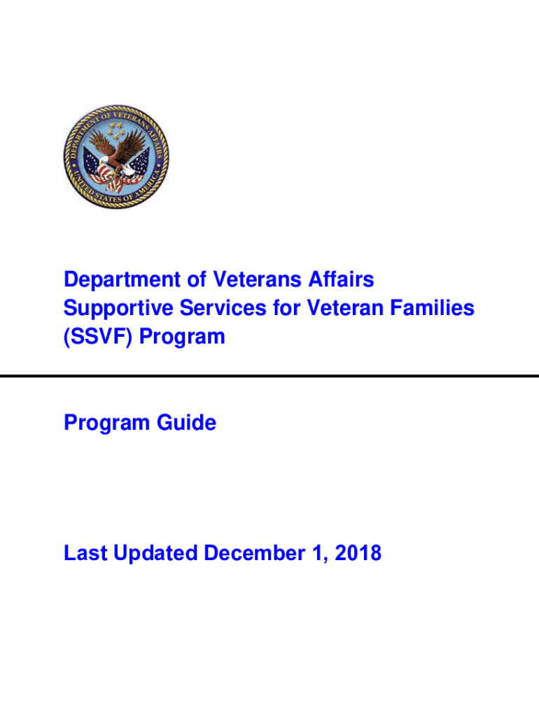  Department of Veteran Affairs SSVF Program Guide 2018