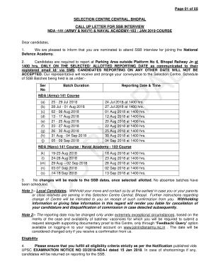 Ssb Bhopal Call Letter  Form