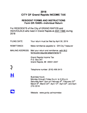  Form GR 1040RIndividual Return 2018