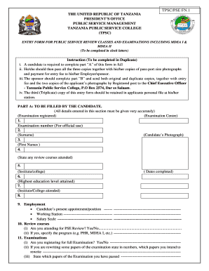 Chuo Cha Utumishi Wa Umma Application Form