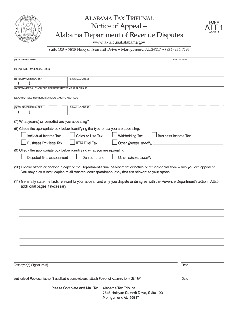 Get and Sign Alabama Att 1 2018-2022 Form