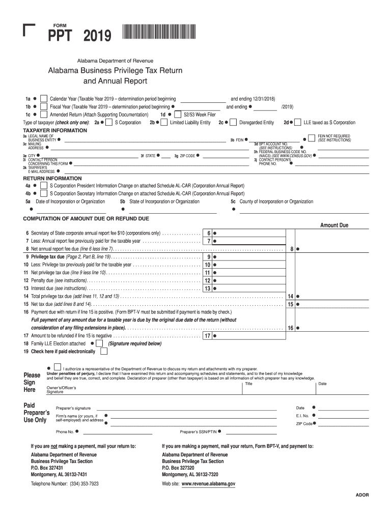  Alabama Form PPT 2019