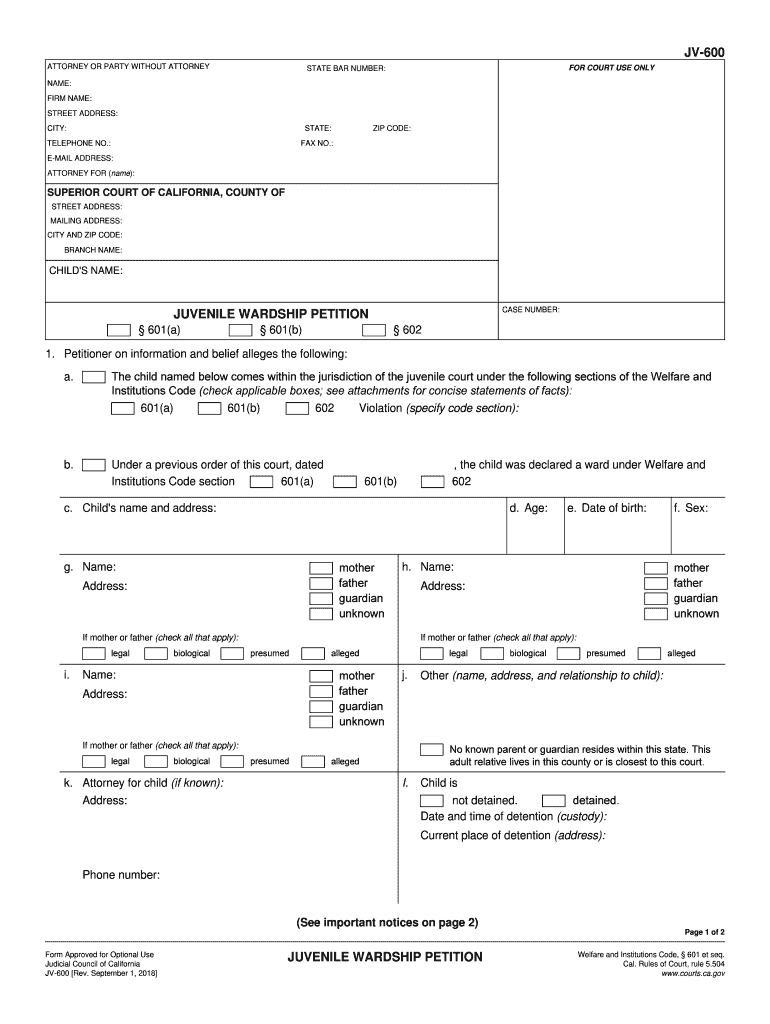 Get and Sign California Wardship 2018-2022 Form