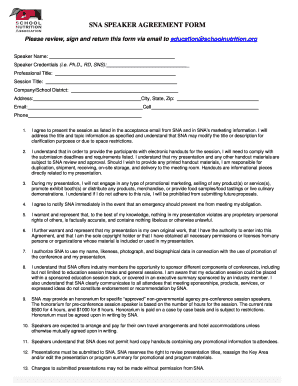 Speaker Agreement Template  Form