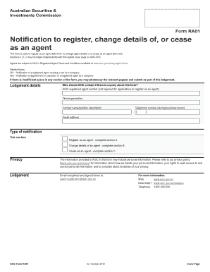  Notification to Register, Change Details Of, or Cease 2018-2024