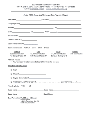 Gala Sponsor Payment Form Updated PDF