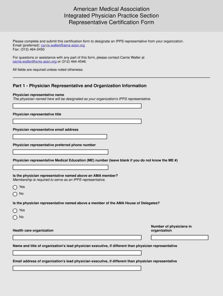 IPPS Representative Certification Form