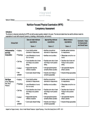 Nutrition Focused Physical Exam Chart  Form