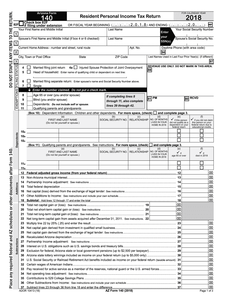  Az Form 140 Printable 2018