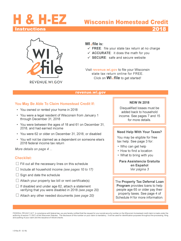  Printable Homestead Tax Forms Wisconsin 2018