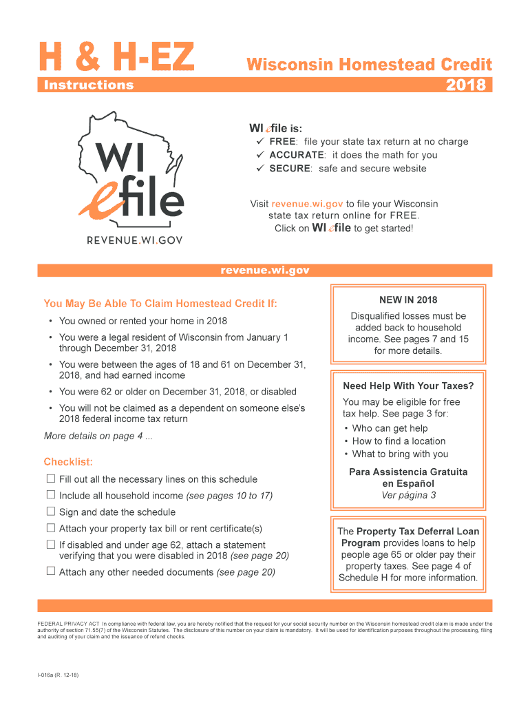 Printable Homestead Tax S Wisconsin 20182024 Form Fill Out and Sign