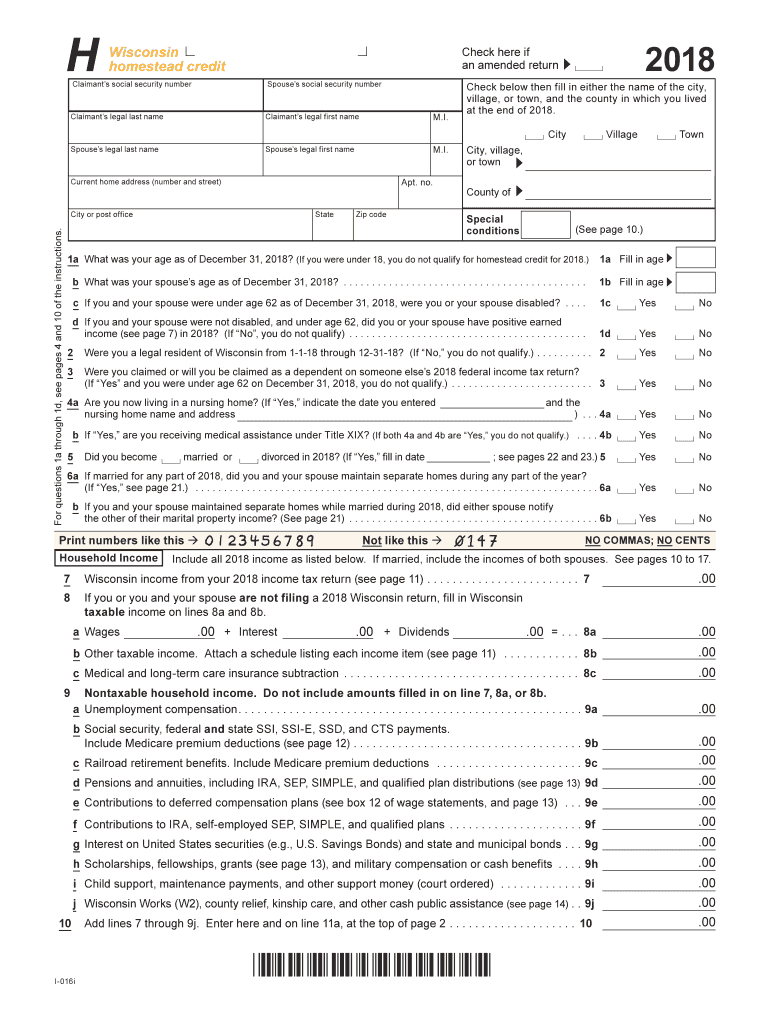  Wi Credit Form 2018