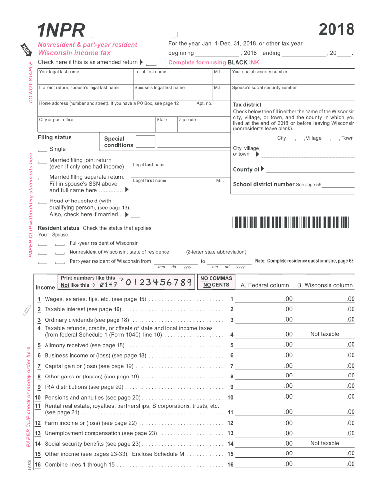 Get and Sign 1npr Wisconsin 2018 Form