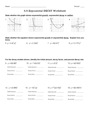 Exponential Decay Worksheet  Form