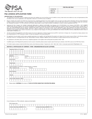 Psa Licence Application  Form