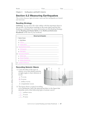 Earthquakes Worksheet Answer Key  Form