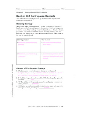 Section 8 3 Earthquake Hazards  Form