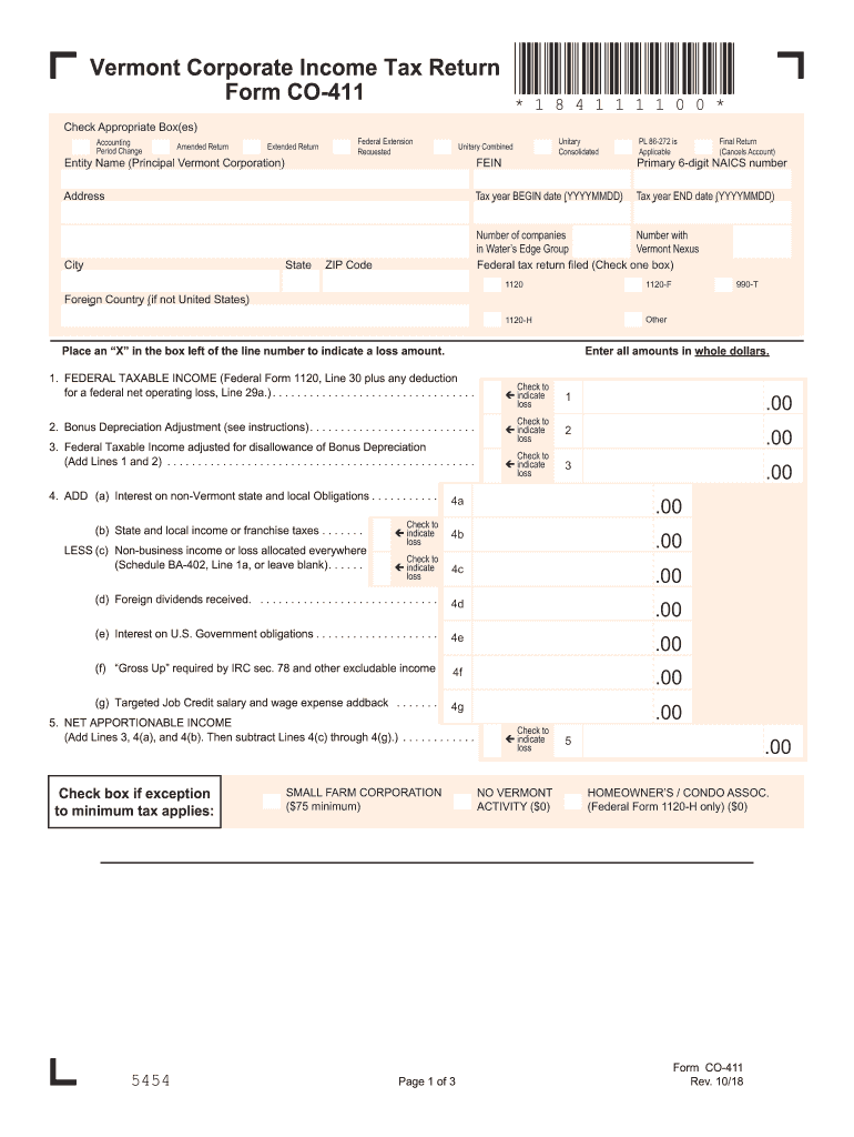  Fillable Vt Co 411 2018