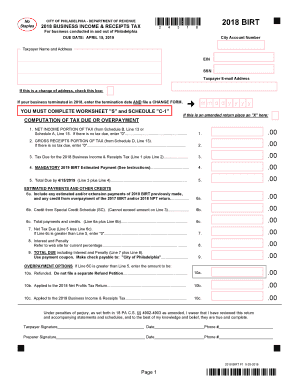  Philadelphia Bir Tax Form 2019