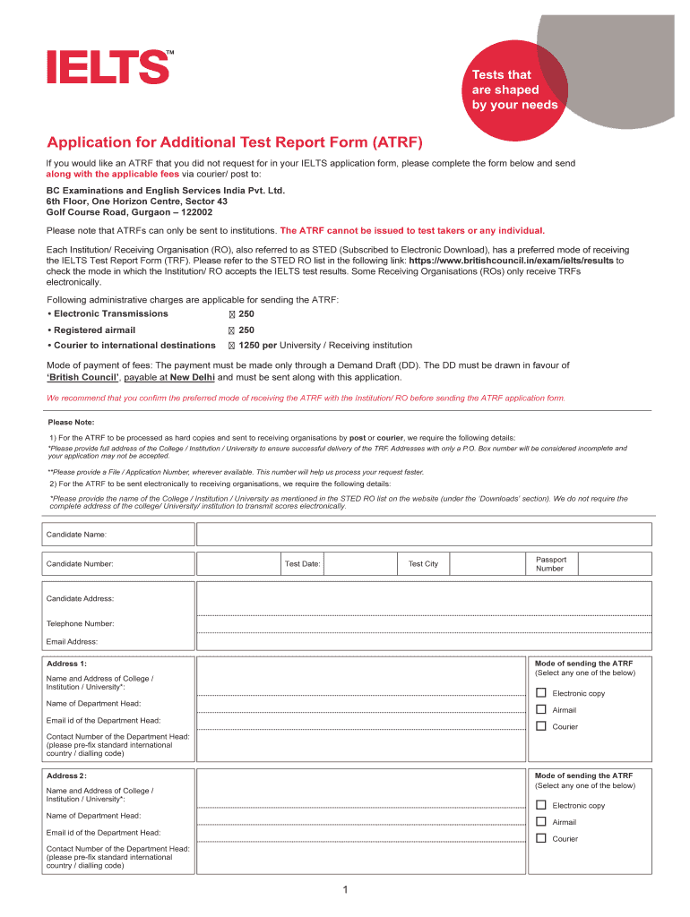 British Council Atrf  Form