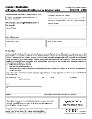 Images for What AboutStatutory Declaration of Progress Payment Distribution by Subcontractor to Be Made by the Subcontractor as   Form