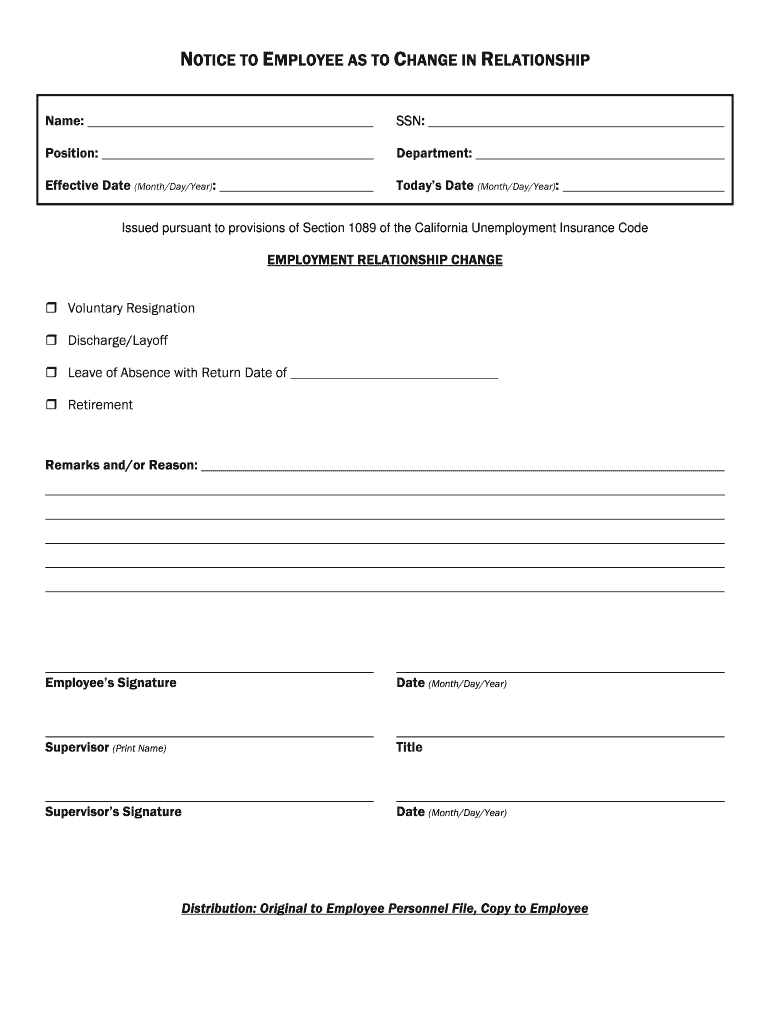 Employment Employee Terminate  Form