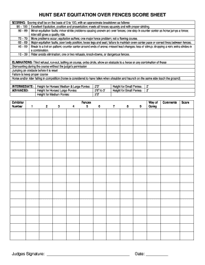 Equitation Score Sheet  Form