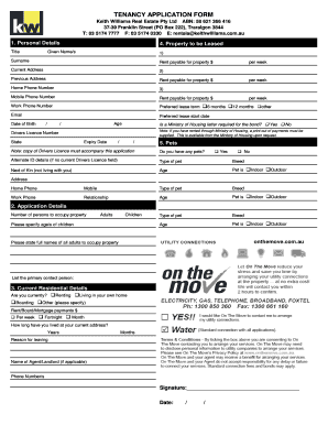 Real Estate Tenancy Application Form