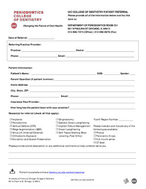 Uic Oral Surgery Referral  Form