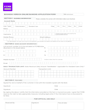 Fcmb Online Business Version  Form