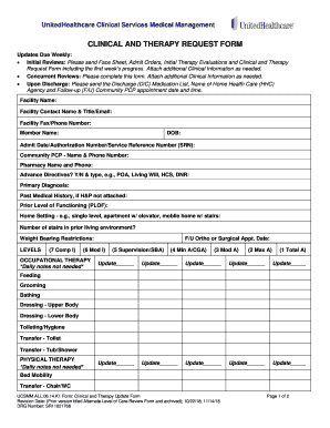  Uhc Clinical and Therapy Request Form 2018-2024