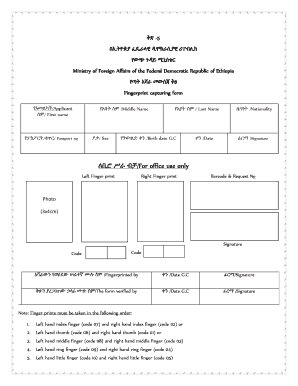 Ethiopian Embassy Fingerprint Form