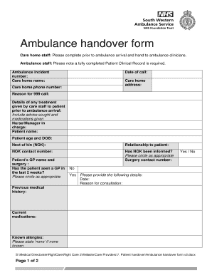 Security Handover Template  Form