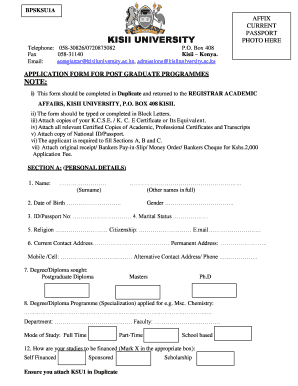 Kisii University Application Form PDF