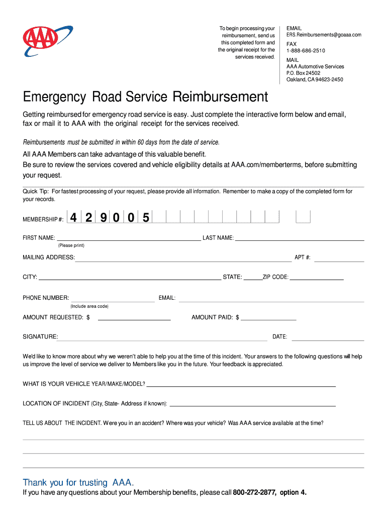 Aaa Windshield Reimbursement Form Fill Online, Printable