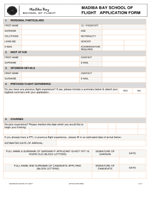 Madiba Bay School of Flight  Form