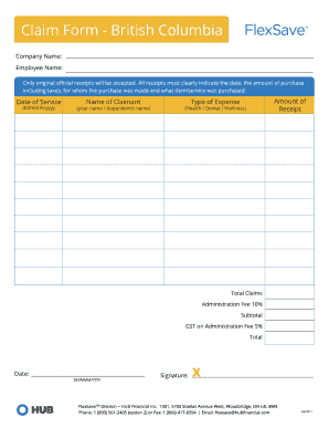 Flexsave Claim Form Bc