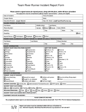 Sample Incident ReportMajor Injury or Illness Disabled Sports USA  Form