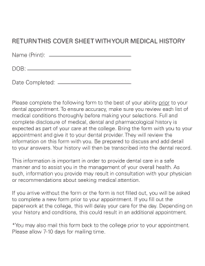RETURN THIS COVER SHEET with YOUR MEDICAL HISTORY  Form