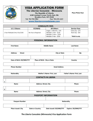 Liberian Consulate Minnesota  Form