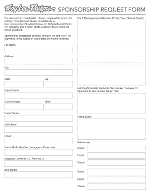 Troy Lee Designs Sponsorship  Form