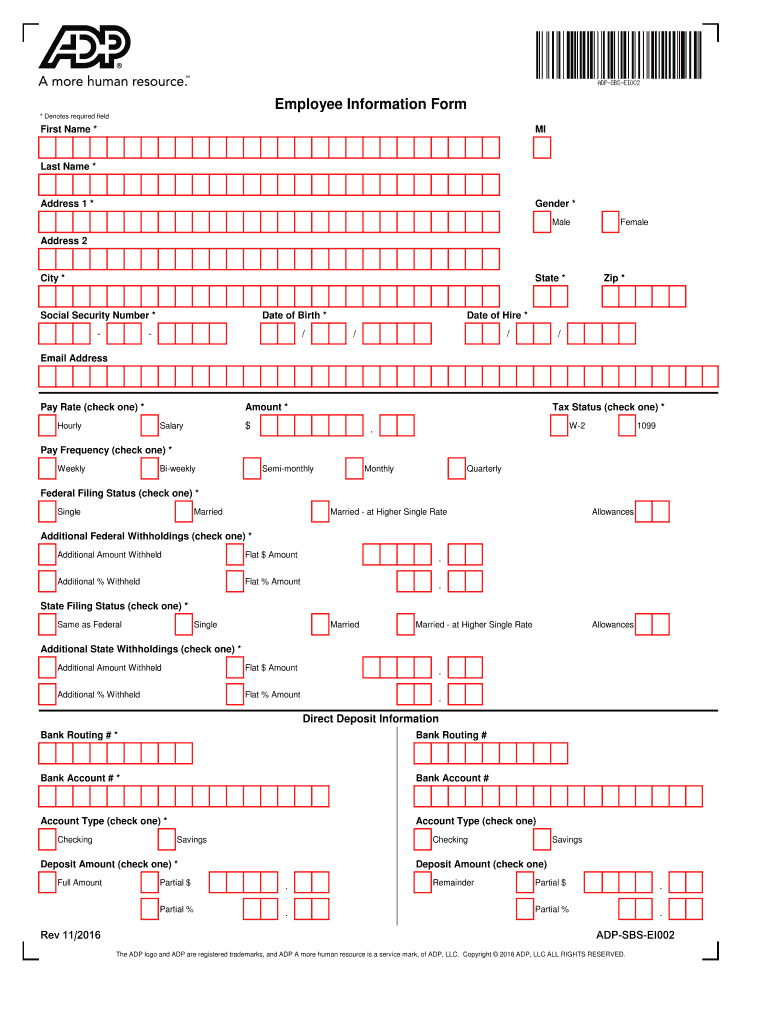 Adp Employee Information Form