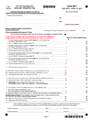  Philadelphia Npt Form 2018