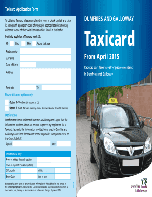 Taxi Card Dumfries and Galloway  Form