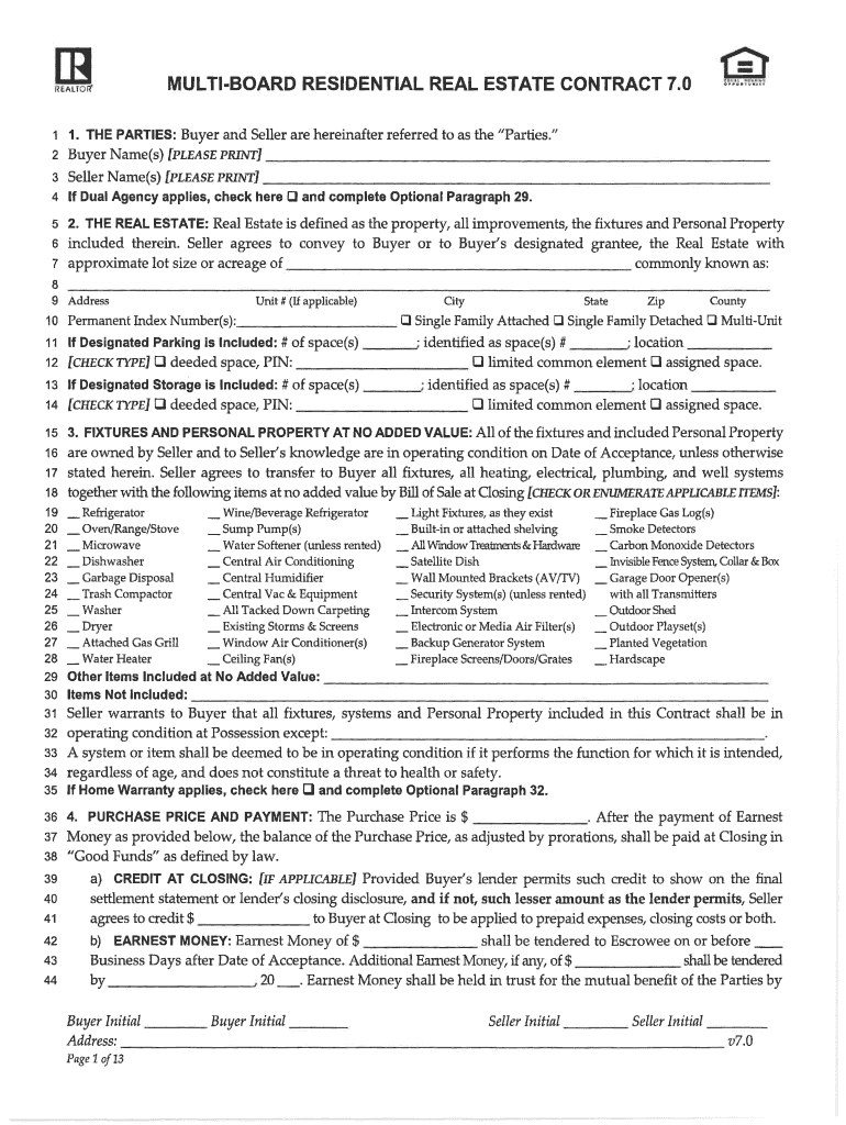 Multi Board 7 0 Contract Fillable  Form