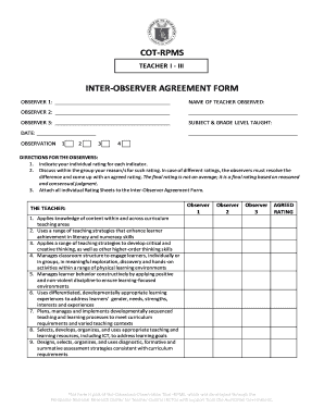 Inter Observer Agreement Form