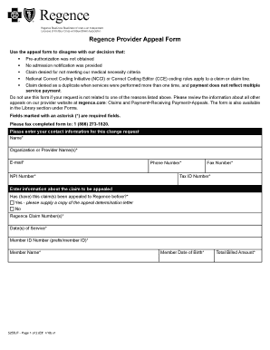 Regence Provider Appeal Form