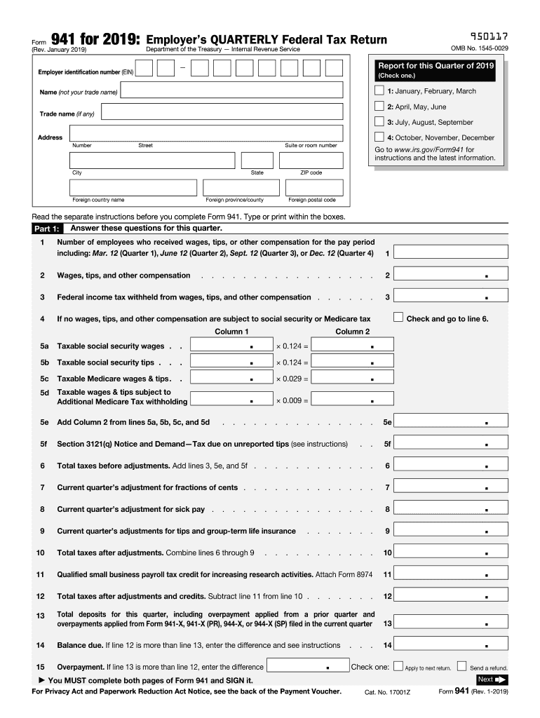 941 for 20192024 Form Fill Out and Sign Printable PDF Template signNow