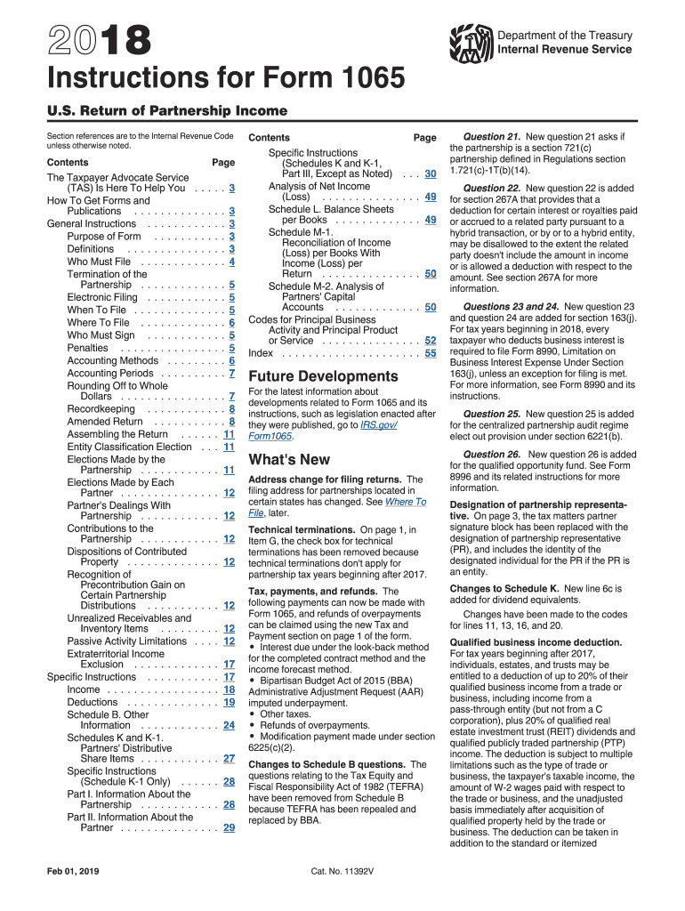  1065 Instructions 2018