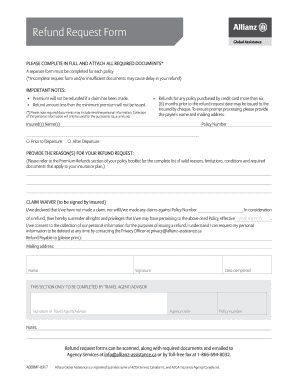 Allianz Refund Request Form